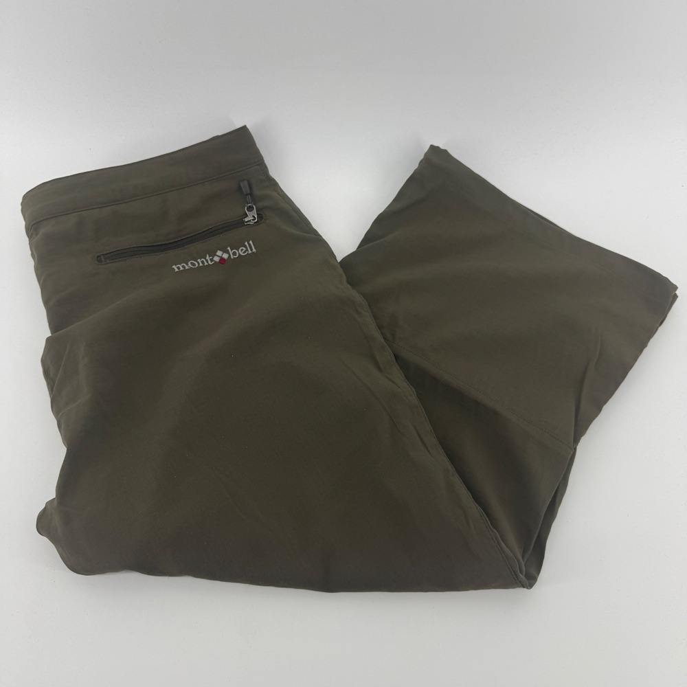 Montbell Mens Large Olive Green Hiking Knickers Cropped Pants 1105434 Belted